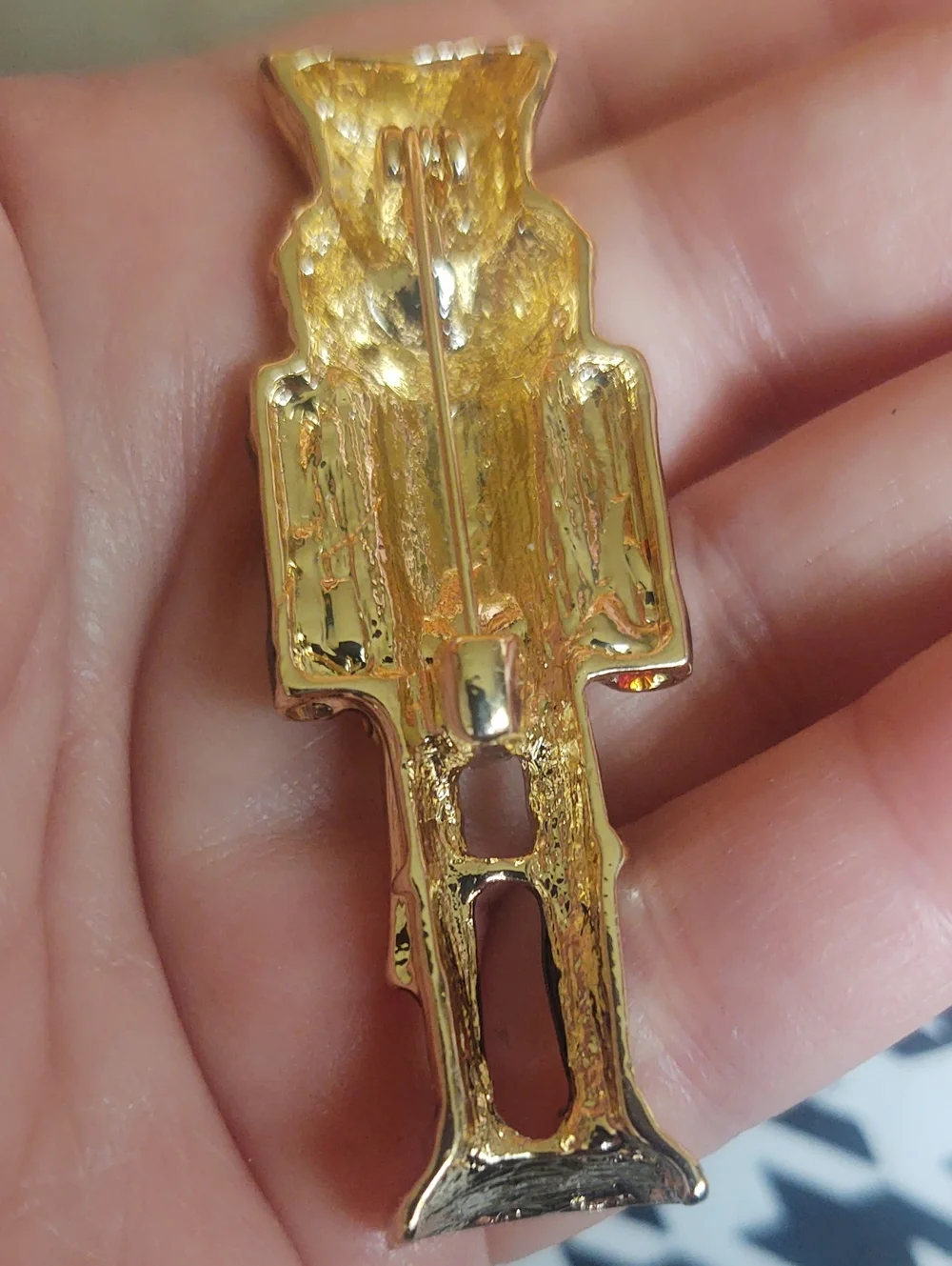 Red Enamel Nutcracker Brooch